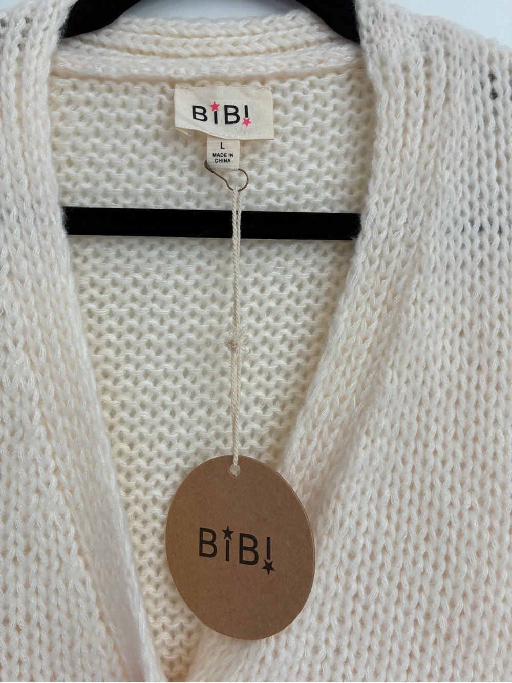 BiBi Cream Knit Cardigan with Pink Heart Motifs - Picture 6 of 7